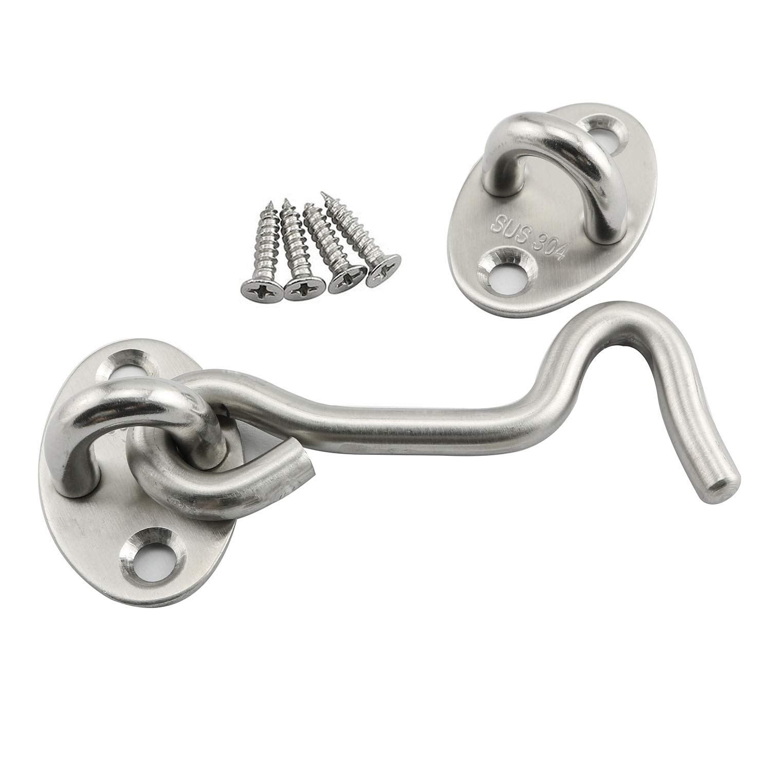 RLECS 2pcs Hook Eye Latch Lock 304 Stainless Steel...