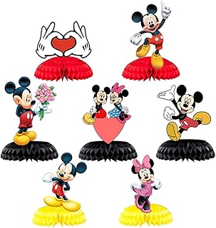 BESTZY 7Pezzi Mickey Minnie centrotavola a Nido d'Ape,centrotavola in 3D su Entrambi Lati,Decorazioni per Feste Tema Mickey,Decorazioni per la tavola e per la Festa di Compleanno o per la Stanza