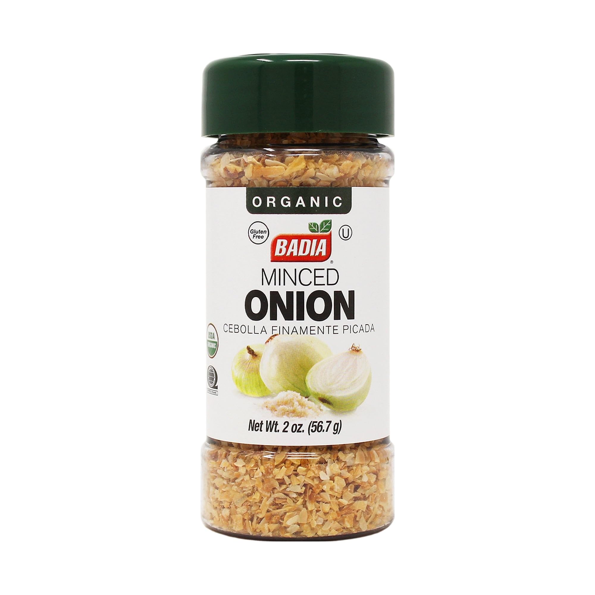Badia Organic Minced Onion, 2 oz – Dehydrated Onion Flakes for Cooking & Seasoning – Rich, Savory Flavor