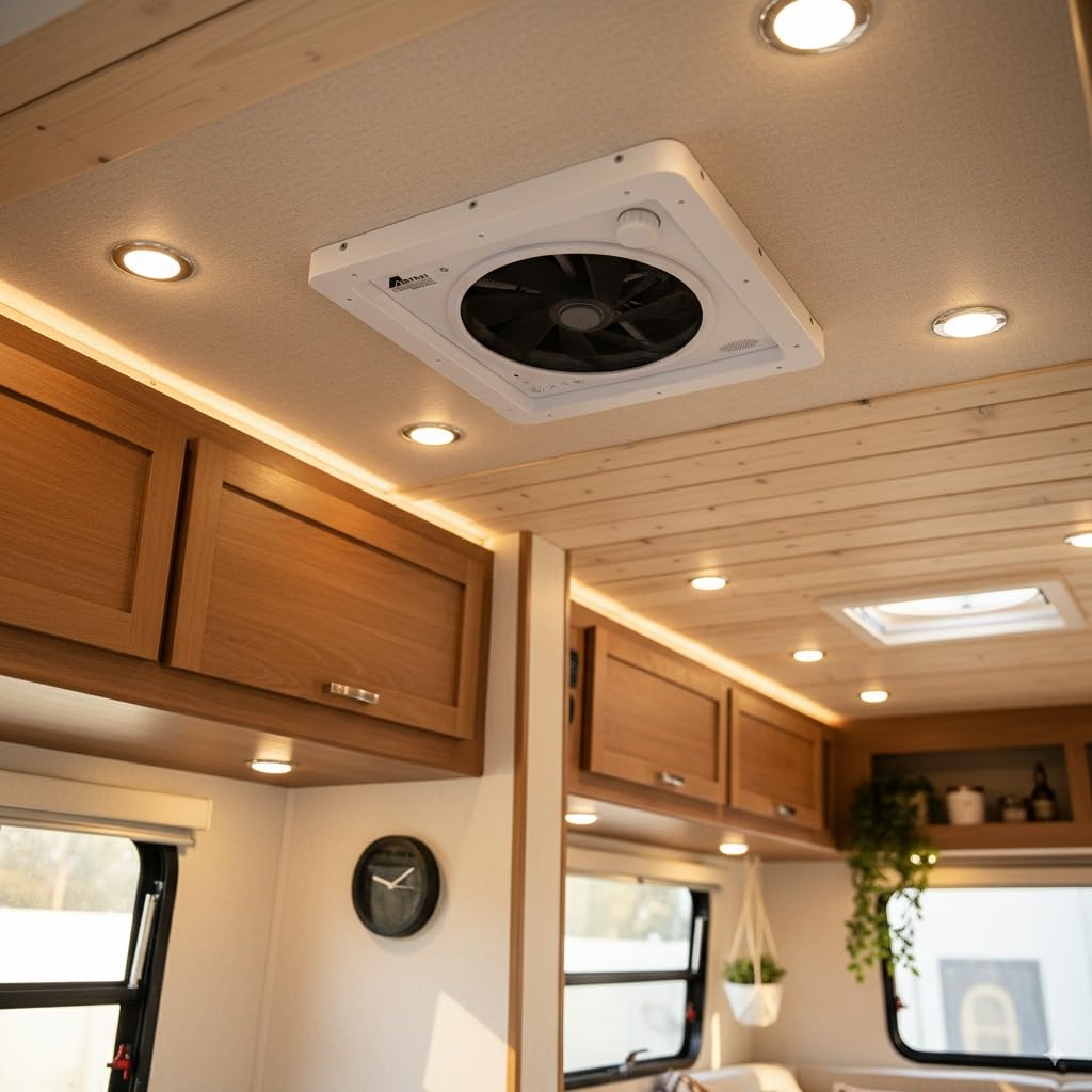 Wohnmobil-Ventilator, 35,6 cm, wendbar, 12 V/24 V, mit Regensensor und Fernbedienung