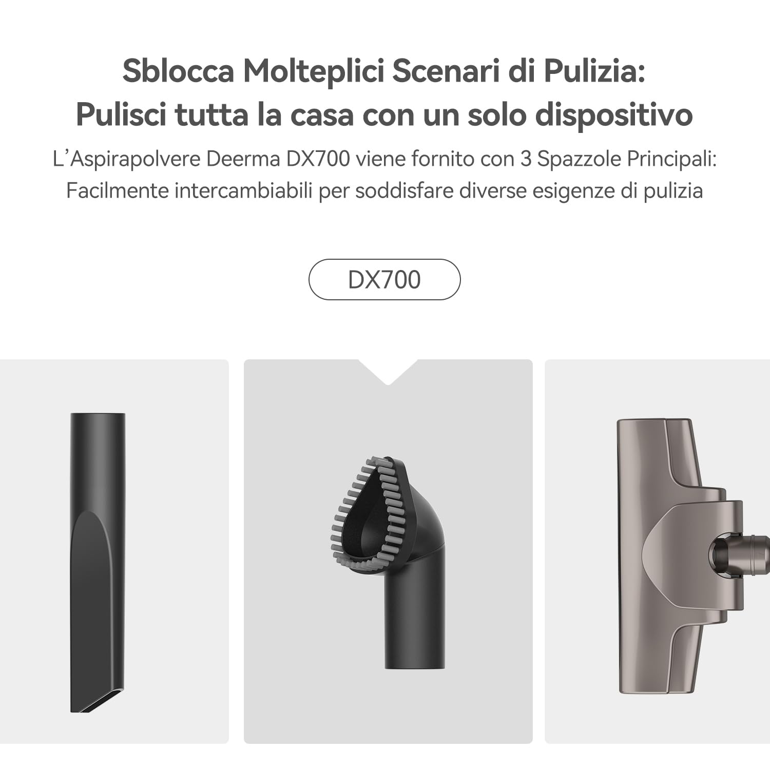 Deerma DX700S Aspirapolvere con Cavo 2 in 1, 15KPa, Filtro HEPA Lavabile, Rotazione a 180°, Leggera e Senza Sacco, Ideale per Pavimenti Duri, Peli di Animali e Auto