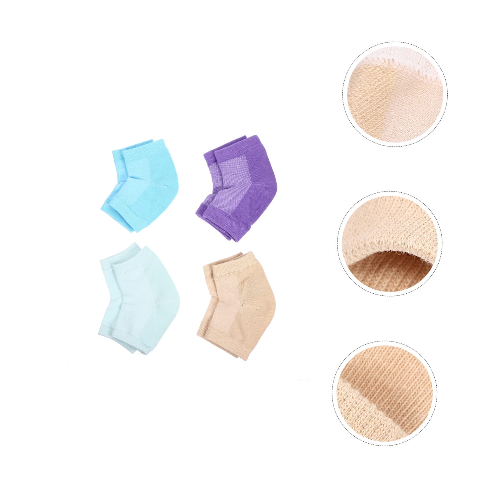 NOLITOY 4 Pair Heel Socks Moisturizing Gel Anti-Slip Dry Cracked Heel Treatment Polyester Cotton