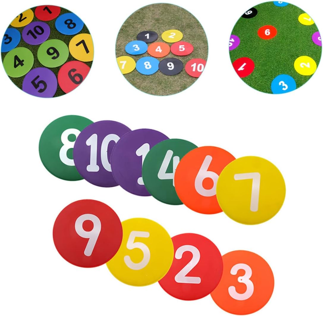 Hemoton 10pcs Soccer Training Marking Discs Ground Sign Discs for Football Drills Sports Training Equipment Random Colors Numbers