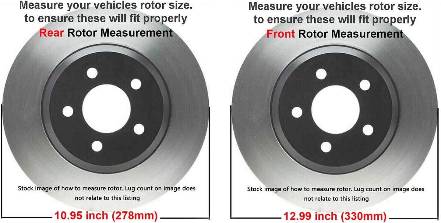 Detroit Axle - 8pc Brake Kit for Jeep 2014-2022 Cherokee [Single Piston Caliper], Drilled and Slotted Brakes Rotors Ceramic Brake Pads Replacement: 12.99" inch Front and 10.95" inch Rear Rotors