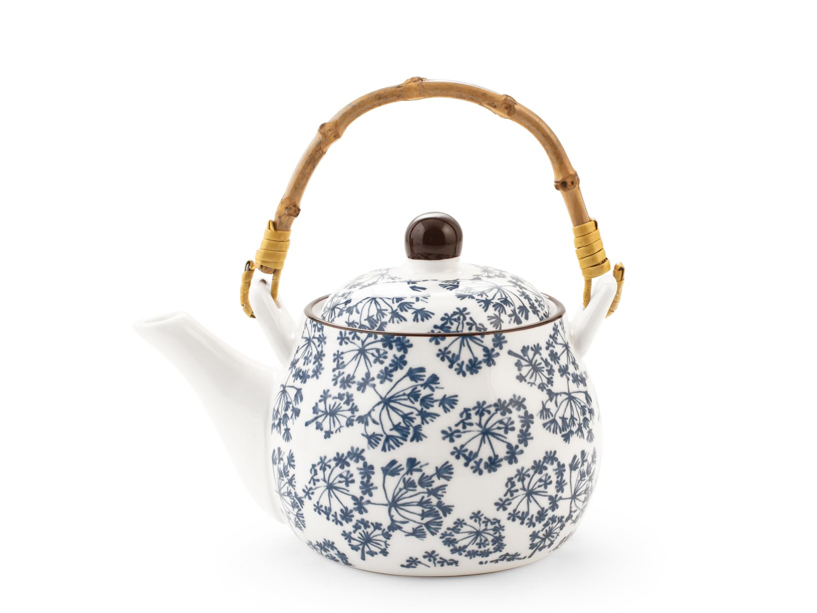 H&H Silk Porcelain Teapot with Removable Bamboo Handle, Assorted Designs, 500cc