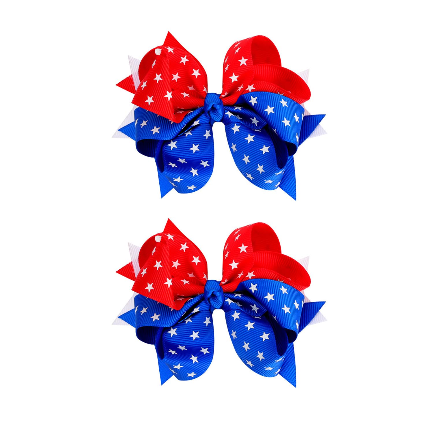 4th of July Hair Bow Clips - 2Pcs Independence Day Hair Bows Clips Stars Stripes Alligator Barrettes Hair Accessories for Women Girls for Memorial Day