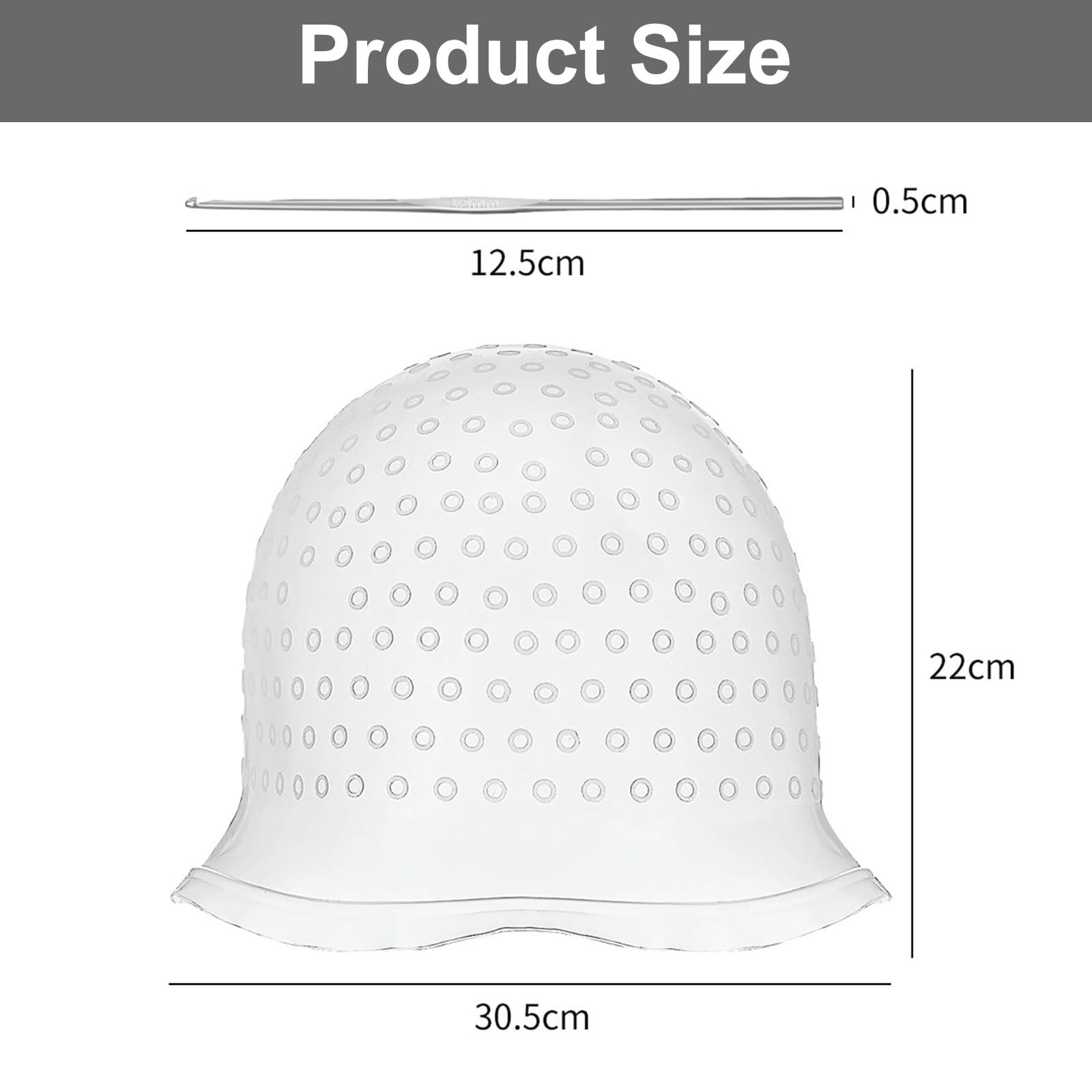 Cuffia per Meches,Cuffie per Meches Silicone Riutilizzabile con Ago a Gancio,Cappucci in Silicone per Tinture per Capelli Strumenti per la Colorazione dei Capelli Accessori per Salone e Casa(Bianco)