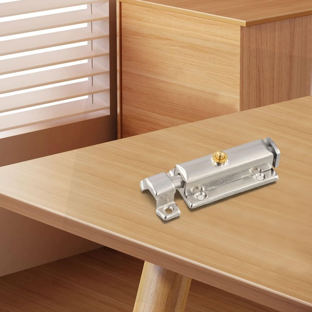 Stainless steel Door Latch Bolt Lock, Convenient and Safe to Use, Rustproof, Suitable for Various Doors (4inch)
