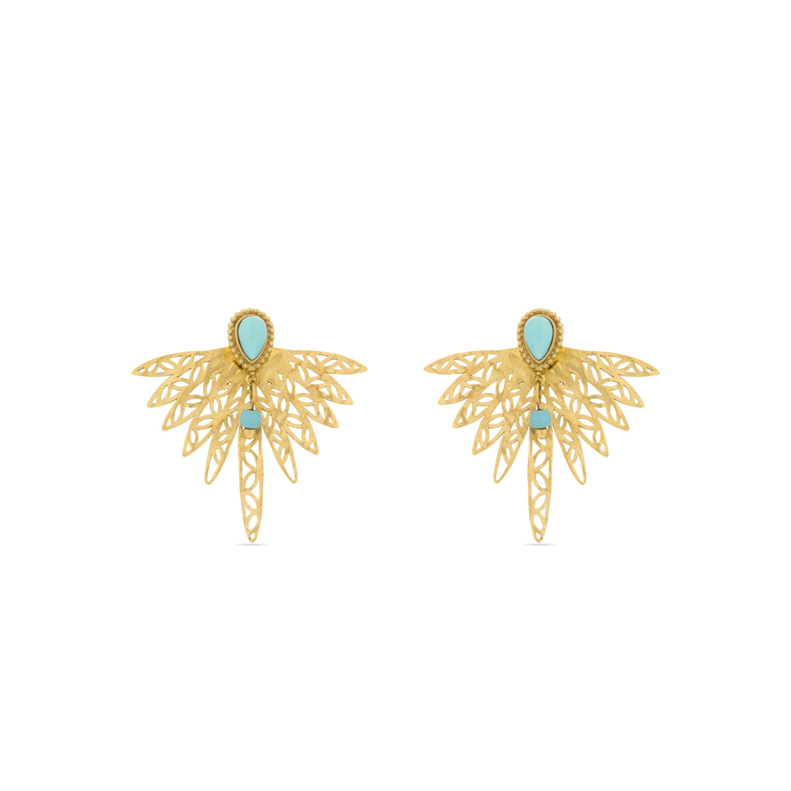 LUXENTER Pendientes de Turquesa acabados en oro amarillo de 18k - Resiah