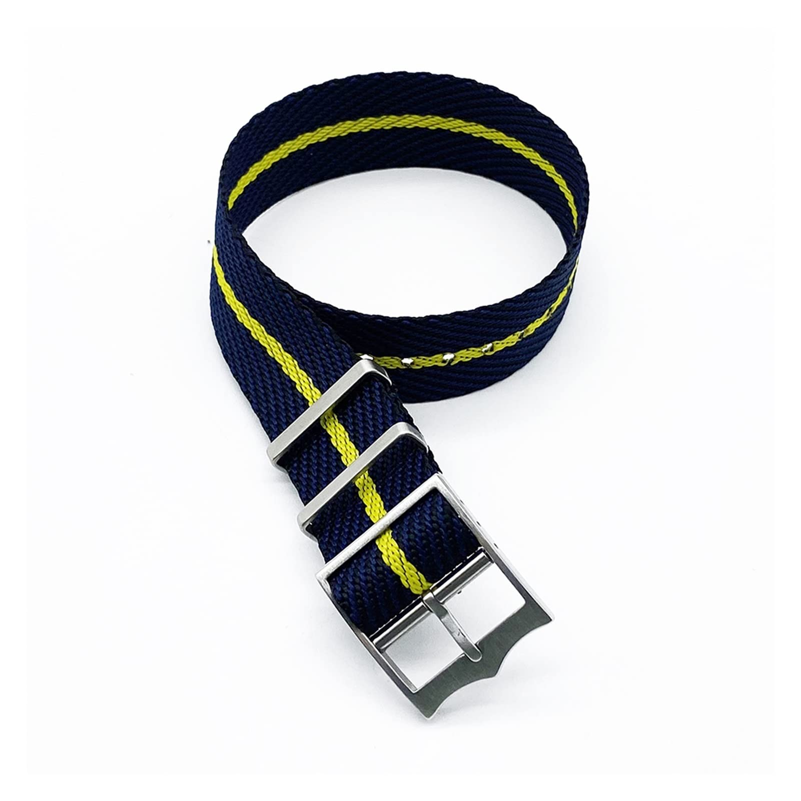 Uhrenarmband， Hochwertiges Luxus-Uhrenarmband aus Nylon mit NATO-Armband(Black navy yellow,22mm)