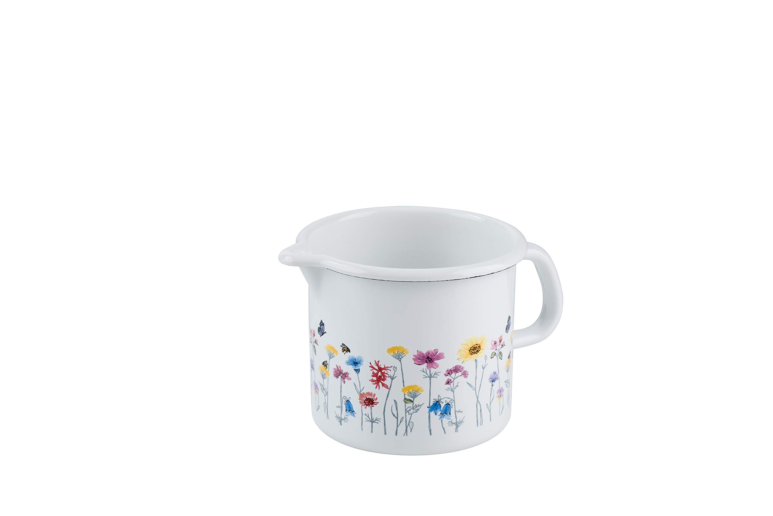Riess, 0558-070, Emaill-Set, juego de ollas 5-TLG, compuesto por ollas para carne de 16, 20 y 24 cm, cazuela de 20cm y cacerola de 12 cm, NOUVELLE - FLORA EXTRA STARK, esmaltada