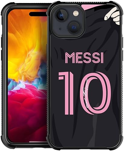 HenOK Funda compatible con iPhone 15 Plus, HS American Soccer Jersey 001, diseño retro con antideslizante, a prueba de golpes, protección de placa