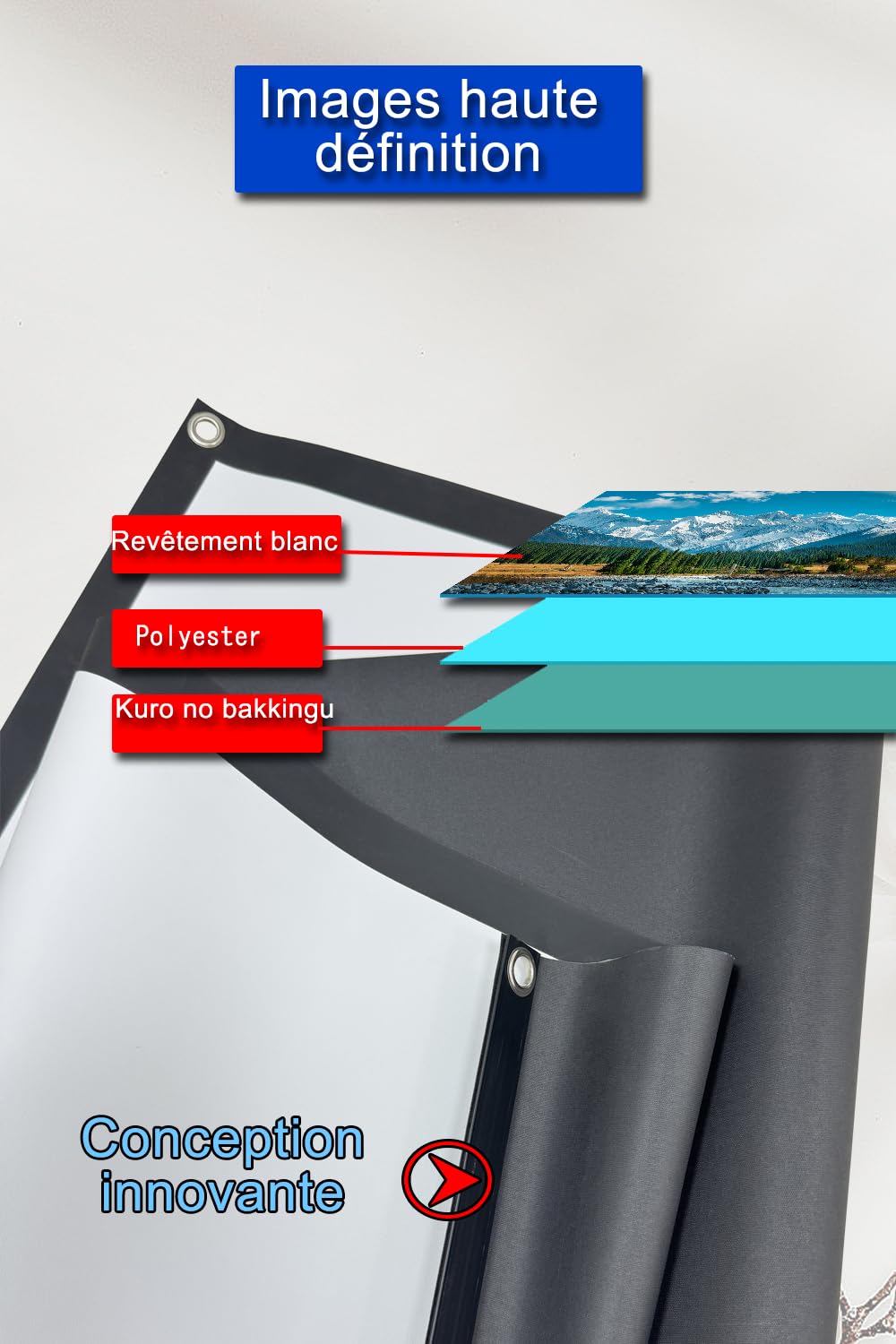 Écran de Projection Portable 60 Pouces avec Trépied - Écran de Projection Léger et Facile à Installer, Format 16:9, Compatible 4K - Idéal pour Cinéma Maison et Projections Intérieures/Extérieures【60″】