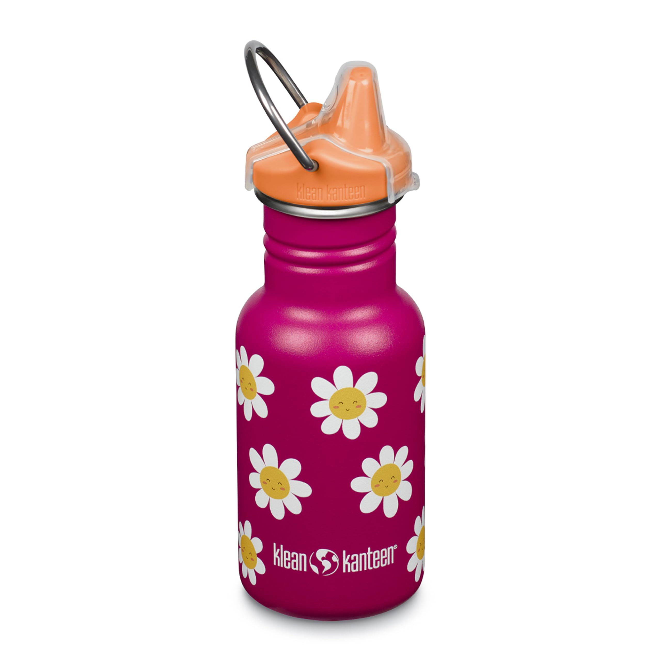 Klean Kanteen Trinkflasche Classic Narrow (Sippy Cap) mit Trinkverschluss aus Edelstahl in der Farbe Pink mit einem Volumen von 355 ml, 1011200