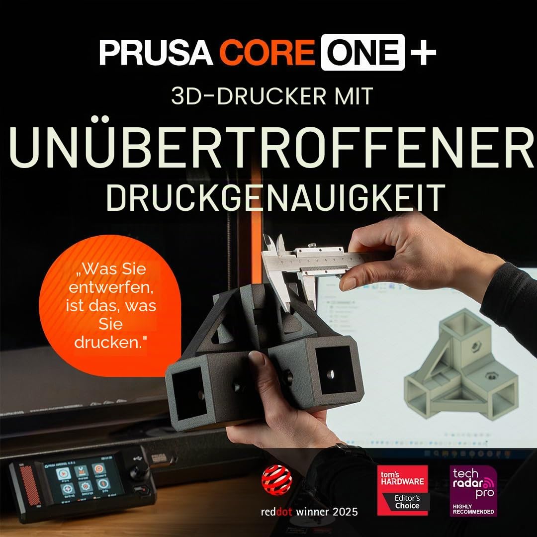 Original Prusa CORE One+ FERTIG MONTIERT – CoreXY High-Speed Profi-3D-Drucker für Hobby & Industrie Vollverkleidet mit aktiver Temperaturregelung Offline-Modus & 25x22x27cm Bauraum