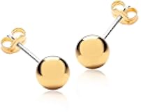 6mm Ball Stud Earrings 24k Real Gold Plated for Women and Men