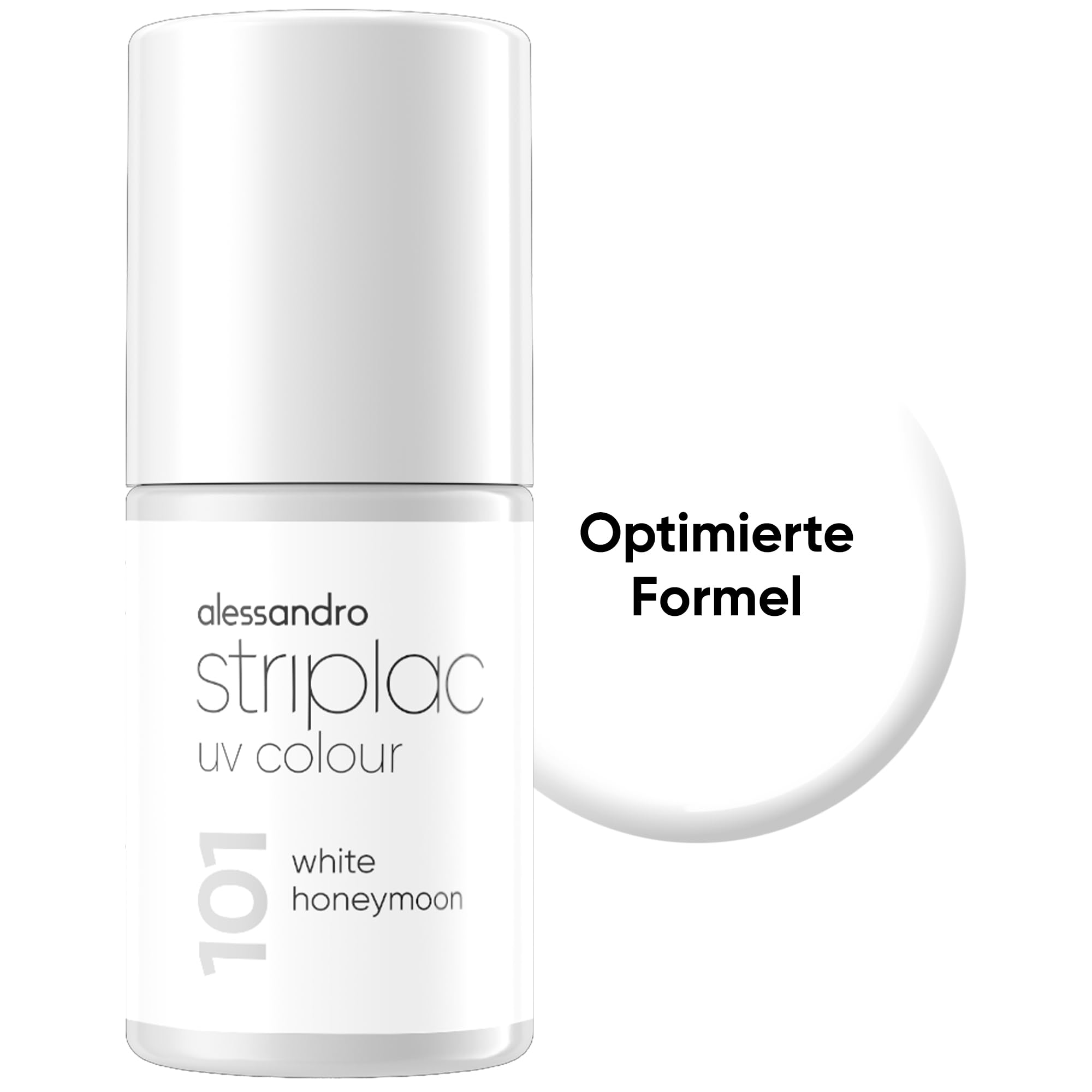 alessandro Striplac UV-Nagellack White Honeymoon - Deckend & Kratzfest bis zu 15 Tage - Leichtes Auftragen - Schonende Abziehtechnologie - Vegan - Weiß, 6,5ml