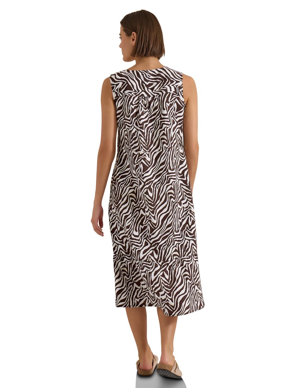 Cecil Damen 1409212 Midikleid mit V-Neck und Zebraprint (1er Pack)