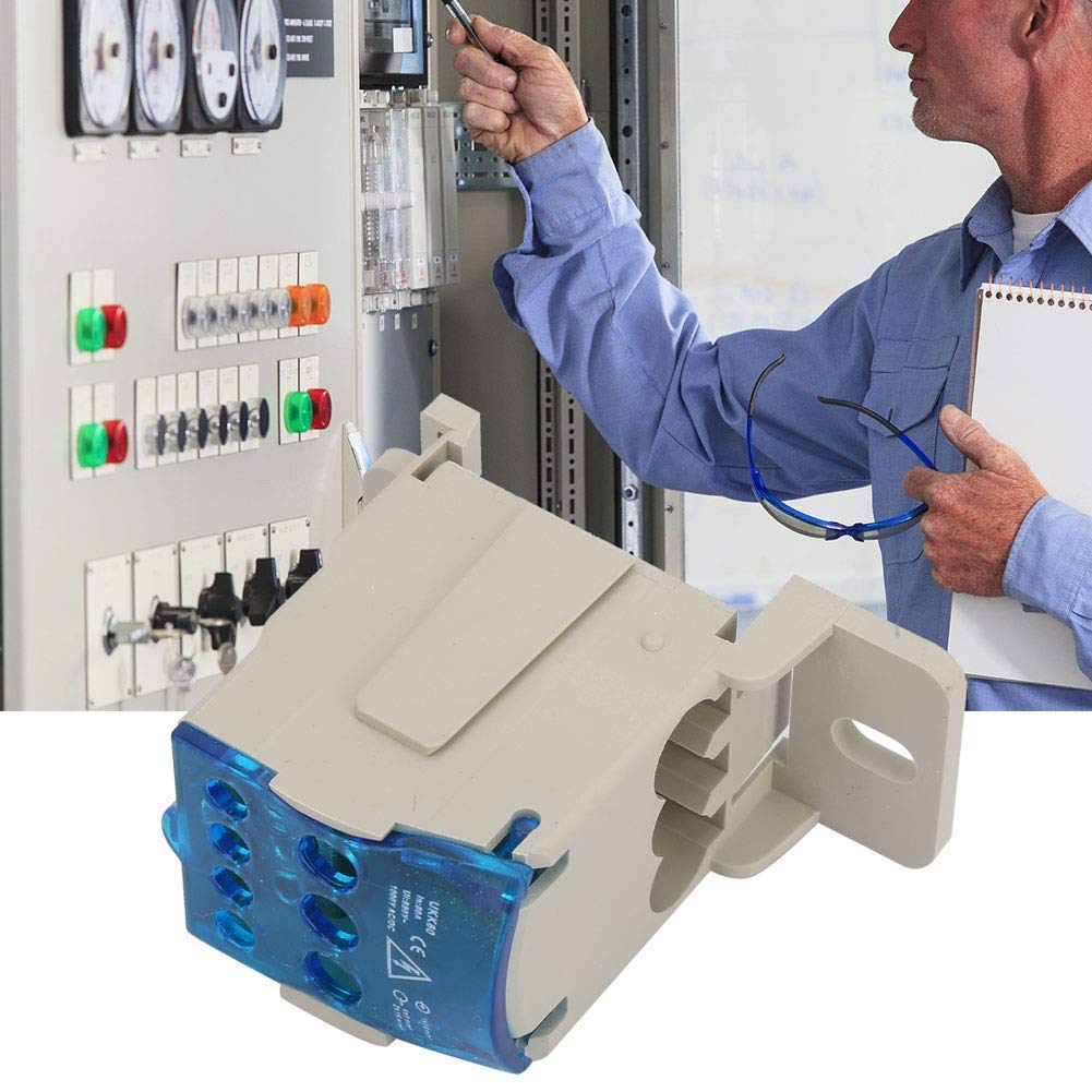 Elektrischer Klemmenblock, 5 Stück UKK-80A Anschlussdose, Klemmleiste, DIN-Schiene, 16 mm², Verteilerkasten, Stromverteiler, neutral, für Verteilerschränke mit hoher Spannung