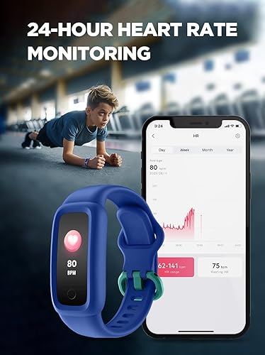 Miniatura 4 de BIGGERFIVE Vigor 2 Kids Fitness Tracker Watch for Girls Boys Ages 5-12, IP68 Waterproof, Activity Tracker, Pedometer, Heart Rate Sleep Monitor,