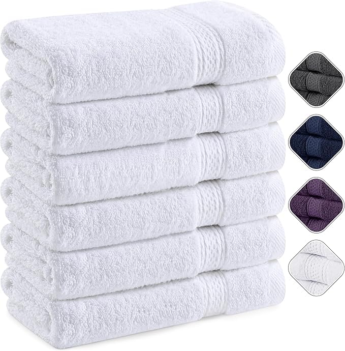 Serviettes de toilette 100% coton pur de qualité supérieure lot de 6