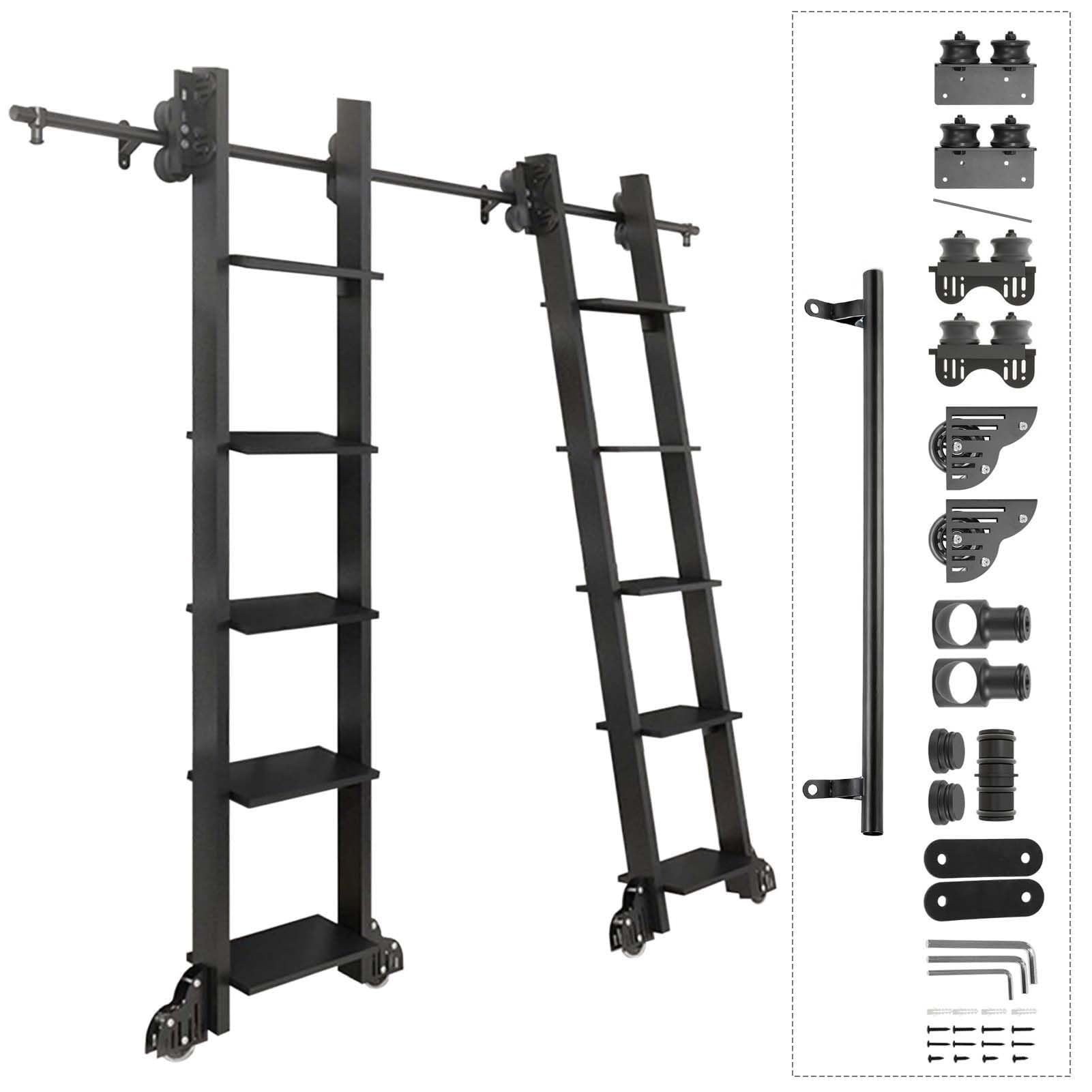 Kit de herrajes para escalera corrediza de biblioteca con riel deslizante de acero