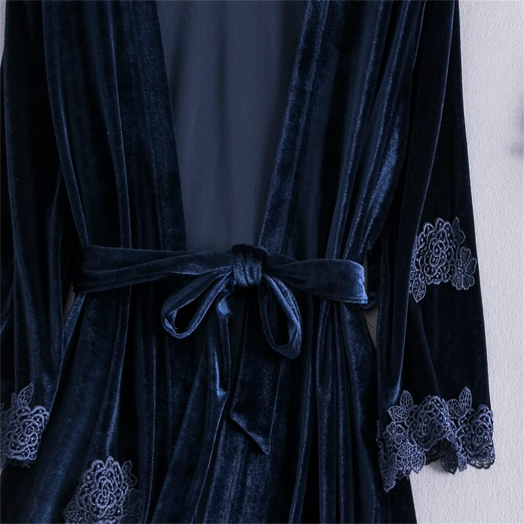 Velvet 2PCS Bridal Wedding Robe Set Autumn And Winter Sexy Backless Halter Top Female Pajamas Bathrobe Robe(L code)