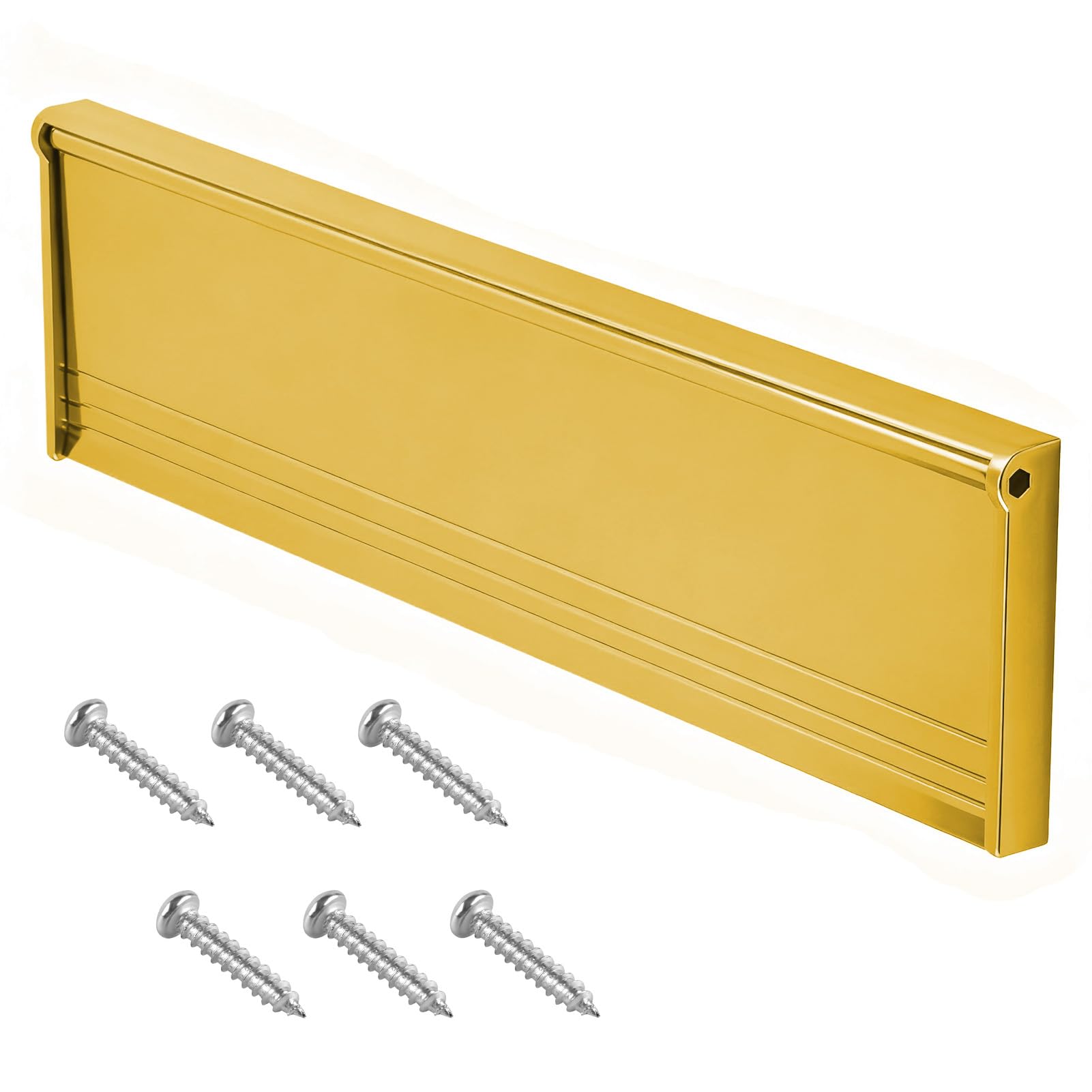 Door Letterbox Flap 11.5 Inch 1 Set,Letter Box Cover for Front Door with Draught Excluder Brush and Sprung Prevents Draughts Coming Through Compatible with UPVC Composite Wooden Doors (Gold)