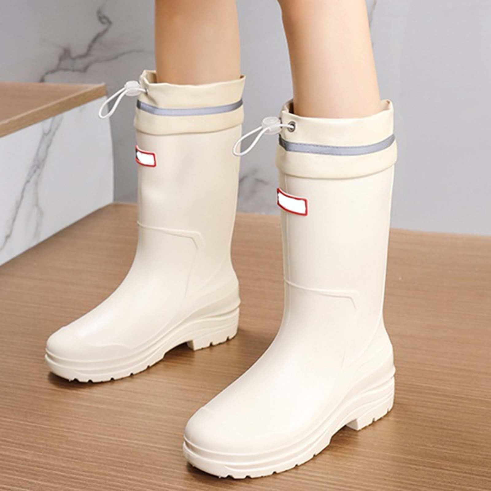 Botas de goma para mujer, semialta, impermeables, antideslizantes, para