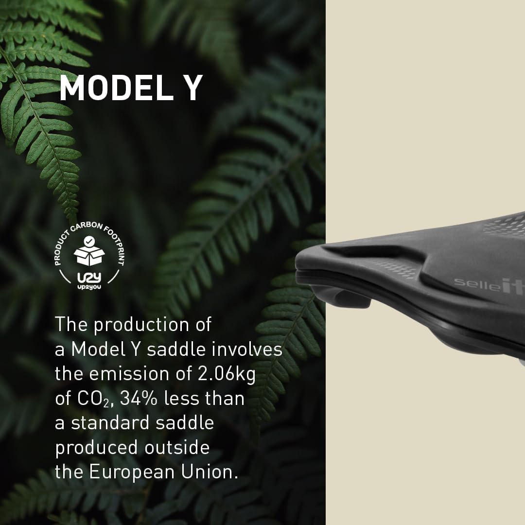 Selle Italia MODEL Y - Sella Bici MTB, Green 100% Sostenibile, Bicicletta Off-Road, MTB e e-bike, Telaio in TI 316 Leggero e Ultra-Resistente - Taglia unica L2, Nero