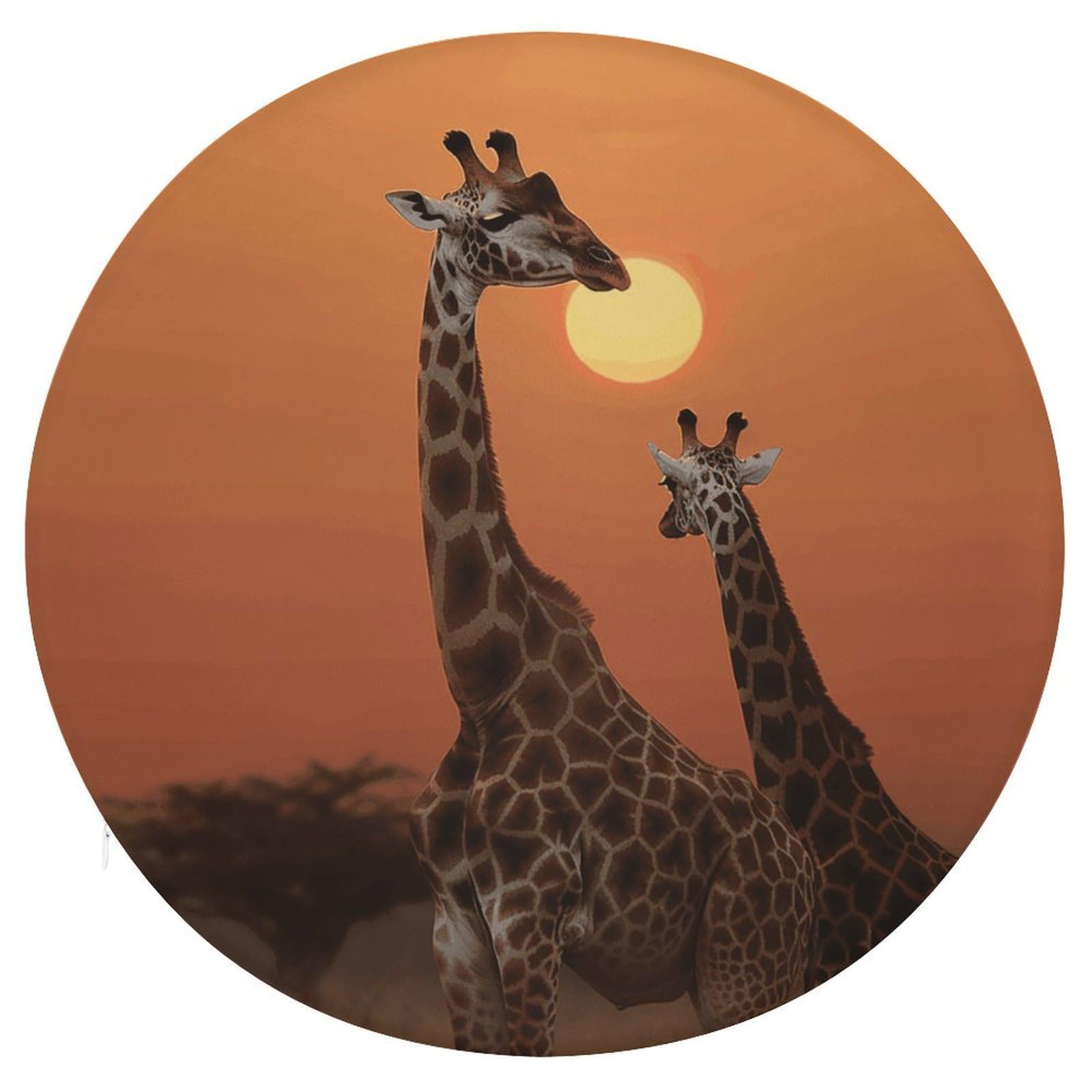 FekiLoot Giraffe at Sunset Seat Cushion Comfort Memory Foam Seat Cushion Chair Pad Soft Round Stool Cushion Chair Cushion Removable Washable Cover for Home Office Outdoor Bistro 15.35 Inch