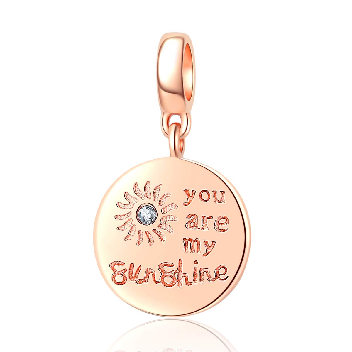 SOUKISSRose Gold You are My Sunshine Charms 925 Sterling Silver Sun Charms Fits DIY Bracelet