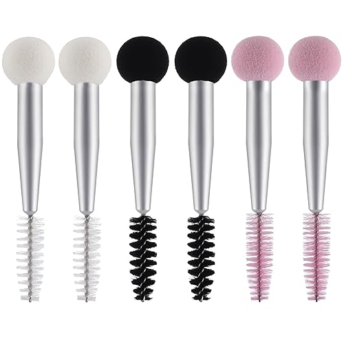 6 brochas correctoras de hongos, cepillo de maquillaje de doble cabeza con brochas de pestañas para cejas, aplicador de base, cepillo de maquillaje