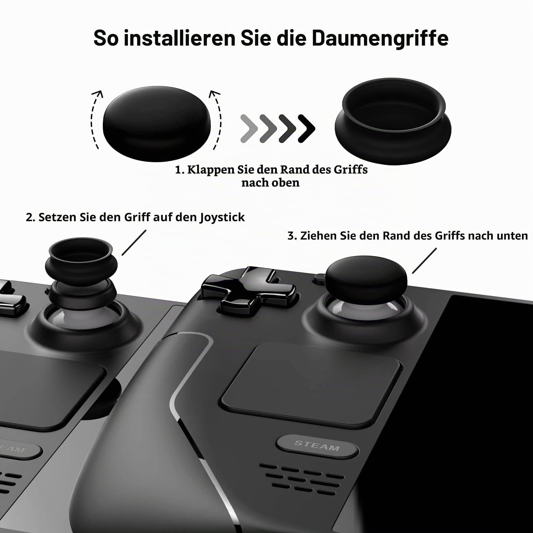 PlayVital Joystick Kappen für Steam Deck LCD, PS Portal, Steam Deck OLED Controller (Onigiri)