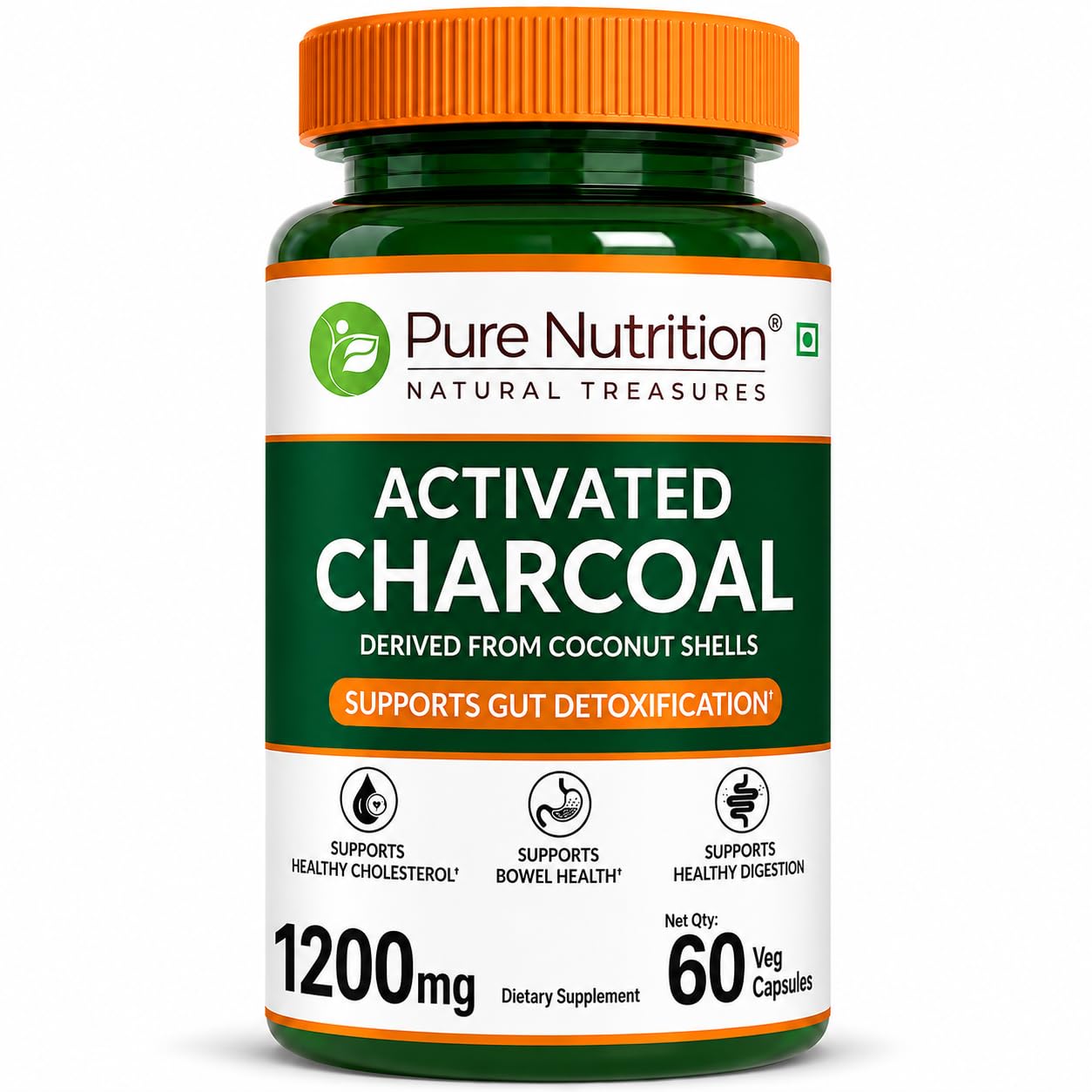 Pure Nutrition Activated Charcoal 1200mg – 60 Veg Capsules | Natural Detox Supplement for Gas Relief, Bloating, Digestion & Gut Health – Derived from Coconut Shells-image-14