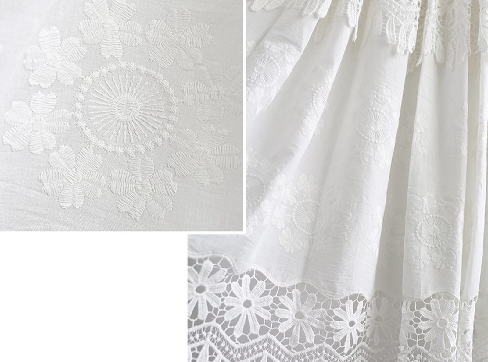 Tenda Corta In Pizzo Cotone Bianco - Ricamo Floreale Per Cucina - Foto 6