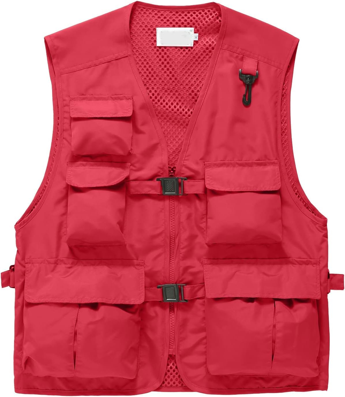 Gilet Cargo da Uomo E Donna Gilet da Caccia Militare All'aperto da Arrampicata da Pesca con Tasche Multiple, Red, L