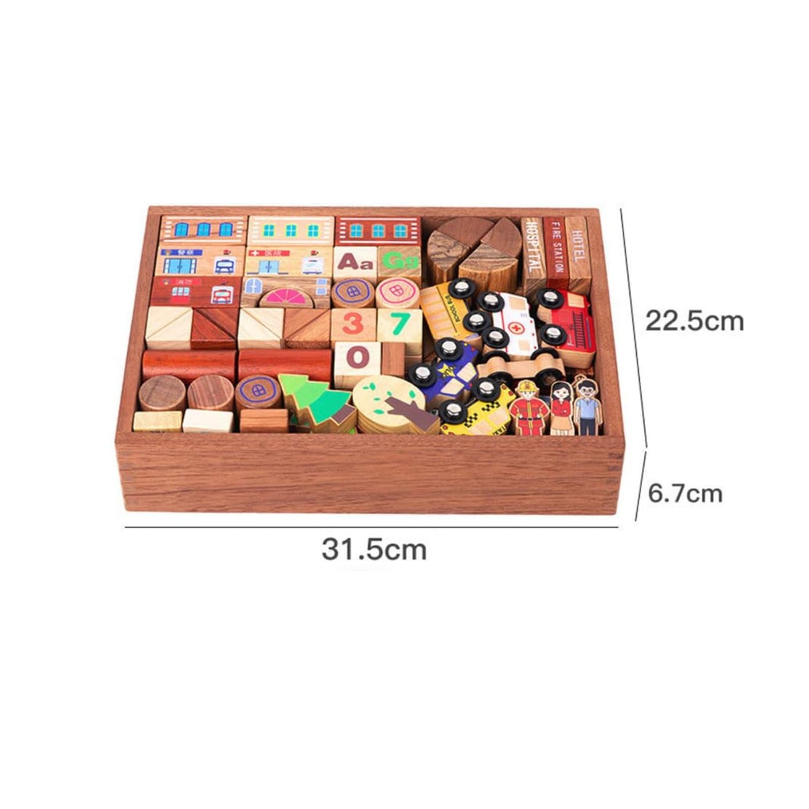118 Pezzi Blocchi Costruzione Bambini Set Educativo Legno Scena Cittadina Segnali Auto Mattoncini Tattili in Faggio per Fantasia E Problem Solving