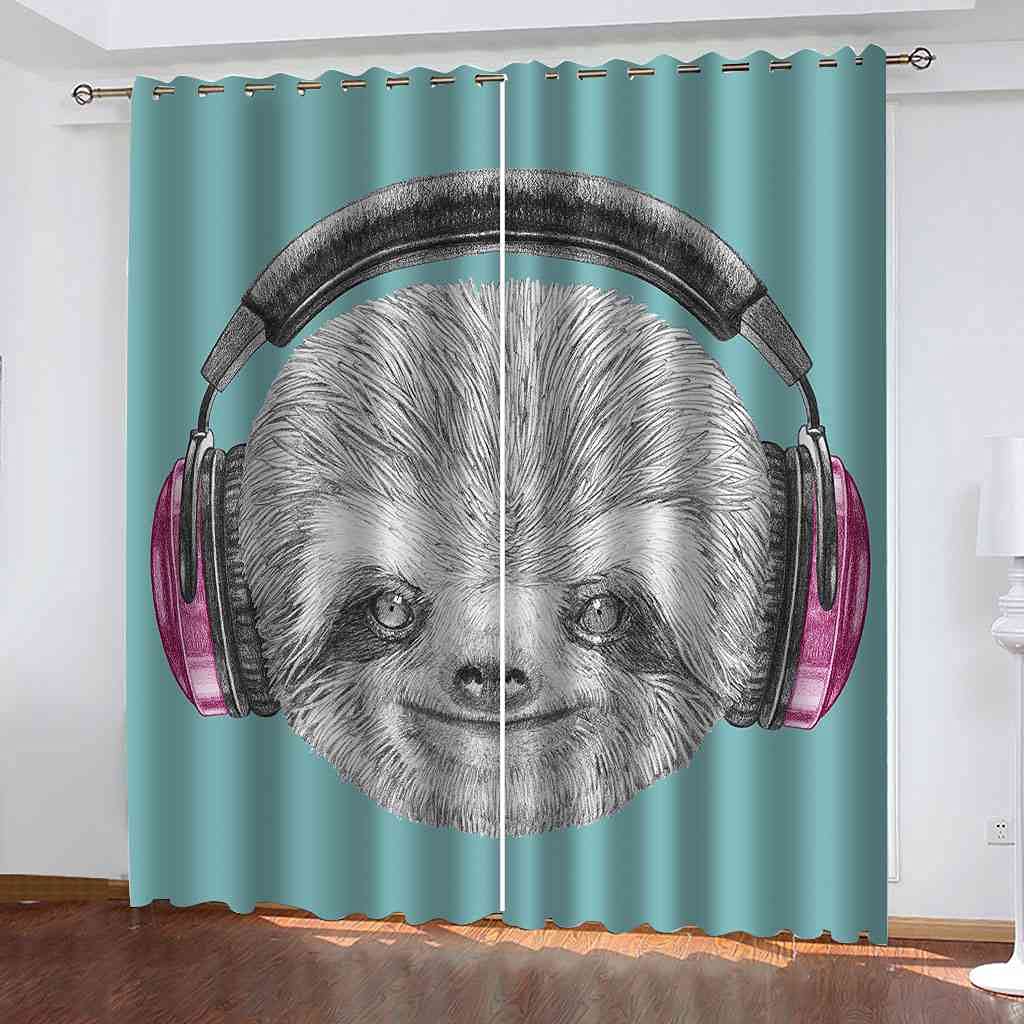 Rideau occultant thermique gris imprimé animalier pour isolation de chambre 300x270cm
