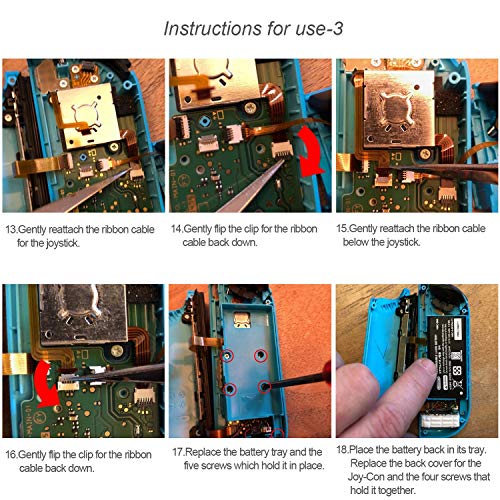 Analog 3D Joy con Joystick Replacement Thumb Stick Compatible Nintendo Switch, Compatiable with Left/Right Joycon Controller Repair tools, 2PCS Joysticks Tri-Wing & Cross Screwdriver Tool + Pry Tools - Image 6
