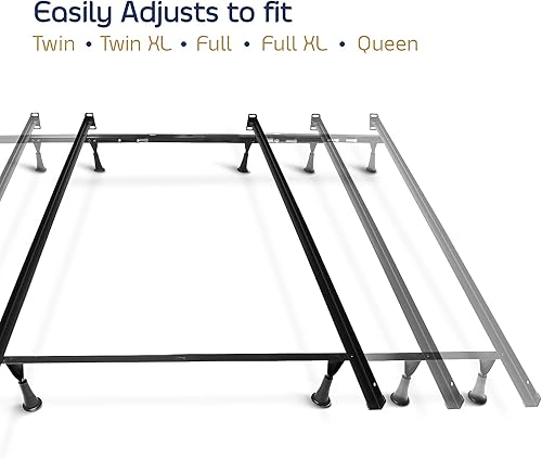 Miniatura 14 de Clara Clark Base de cama ajustable: la base de cama doble se expande a rieles de cama Queen, marco de tamaño King con riel cruzado y soporte