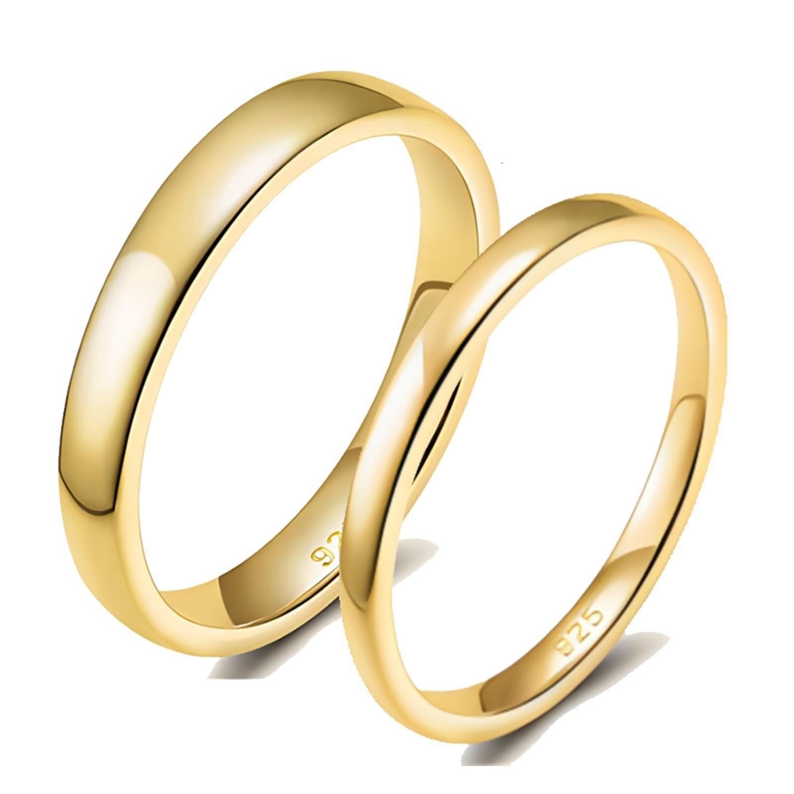 Anillo Grabado Colgante de Plata de Ley 925 para Mujer, 2MM/4MM Redondo Pulido, Anillo Oro de Matrimonio para Mujer