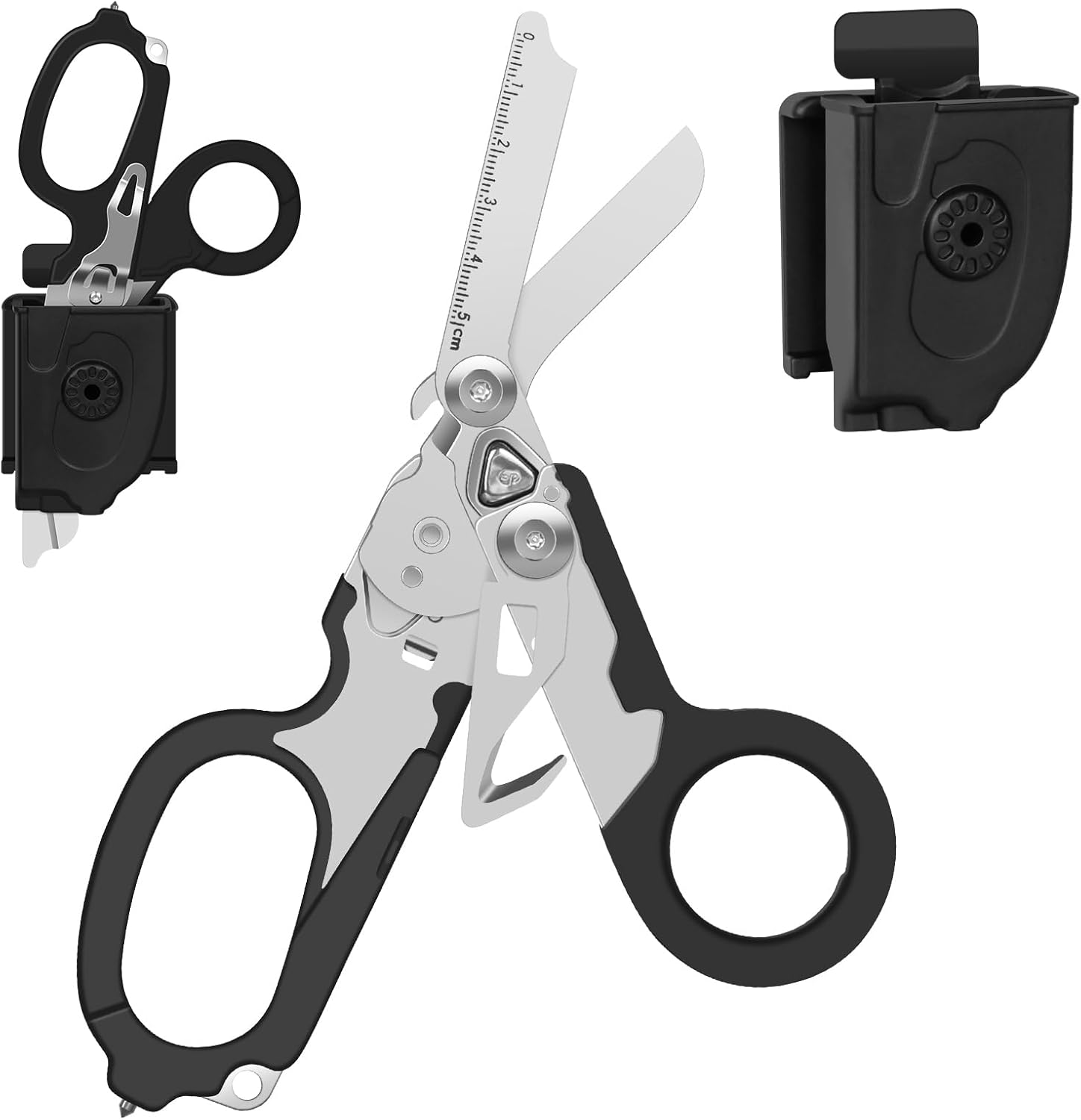 Emergency Shears with Strap Cutter and Glass Breaker Stainless Steel Foldable Scissors Pliers, Outdoor Camping Rescue Scissors Tools …