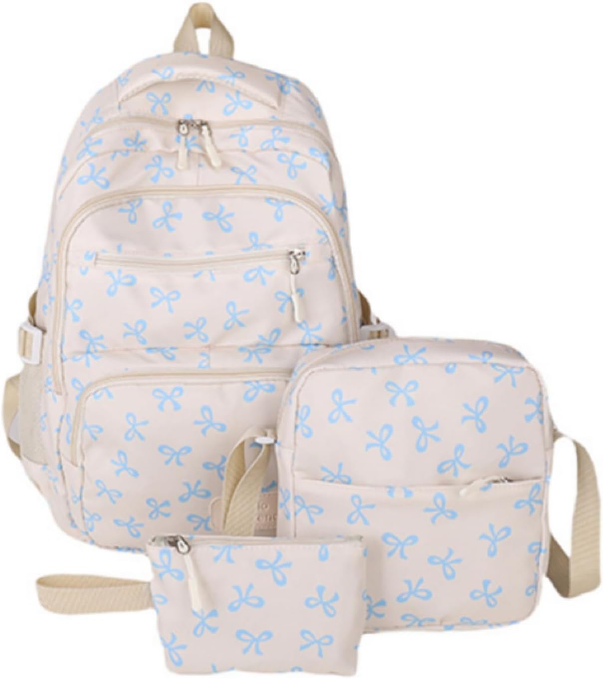 Bow Backpack 3pcs Set for Women, Cute Preppy Backpack, Cute Kawaii Backpacks 3pcs Set With Bow Pattern [並行輸入品]