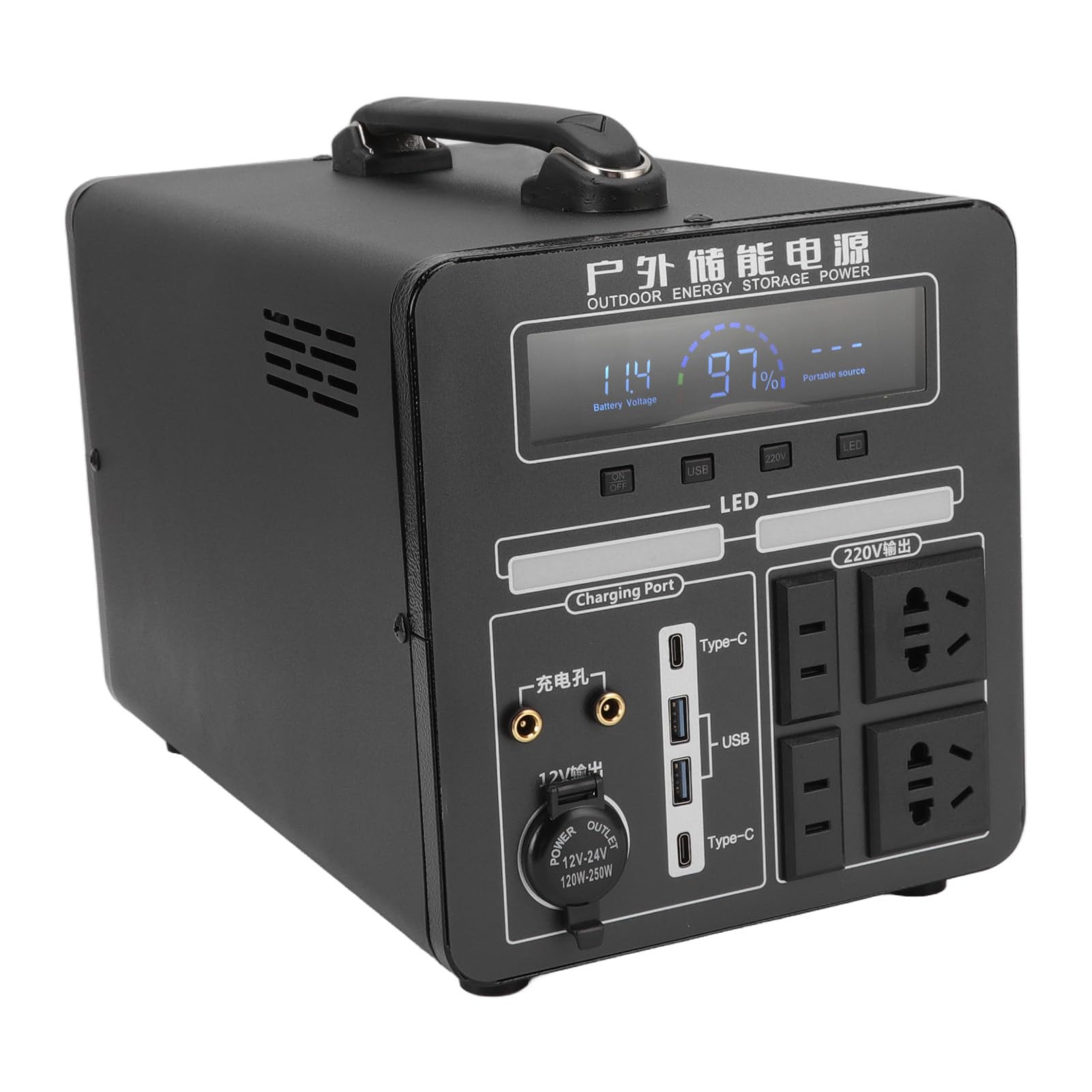 Generador Solar 600W, Estación de Energía Portátil 120000mAh 480Wh LiFePO4 con Inversor de Onda Sinusoidal Pura para Camping Al Aire Libre, Viaje por Carretera