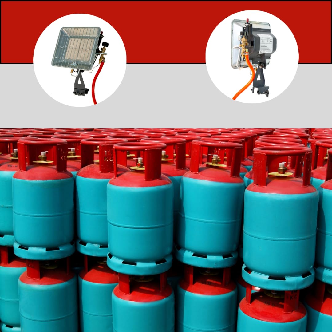 Gasheizer 4,5 kW Mobil – LPG Infrarot Heizstrahler mit 2 Keramikbrennern, ODS Sicherheitssystem, Druckregler & 70 cm Gasschlauch – Propangas Standheizer für Terrasse, Werkstatt & Lager