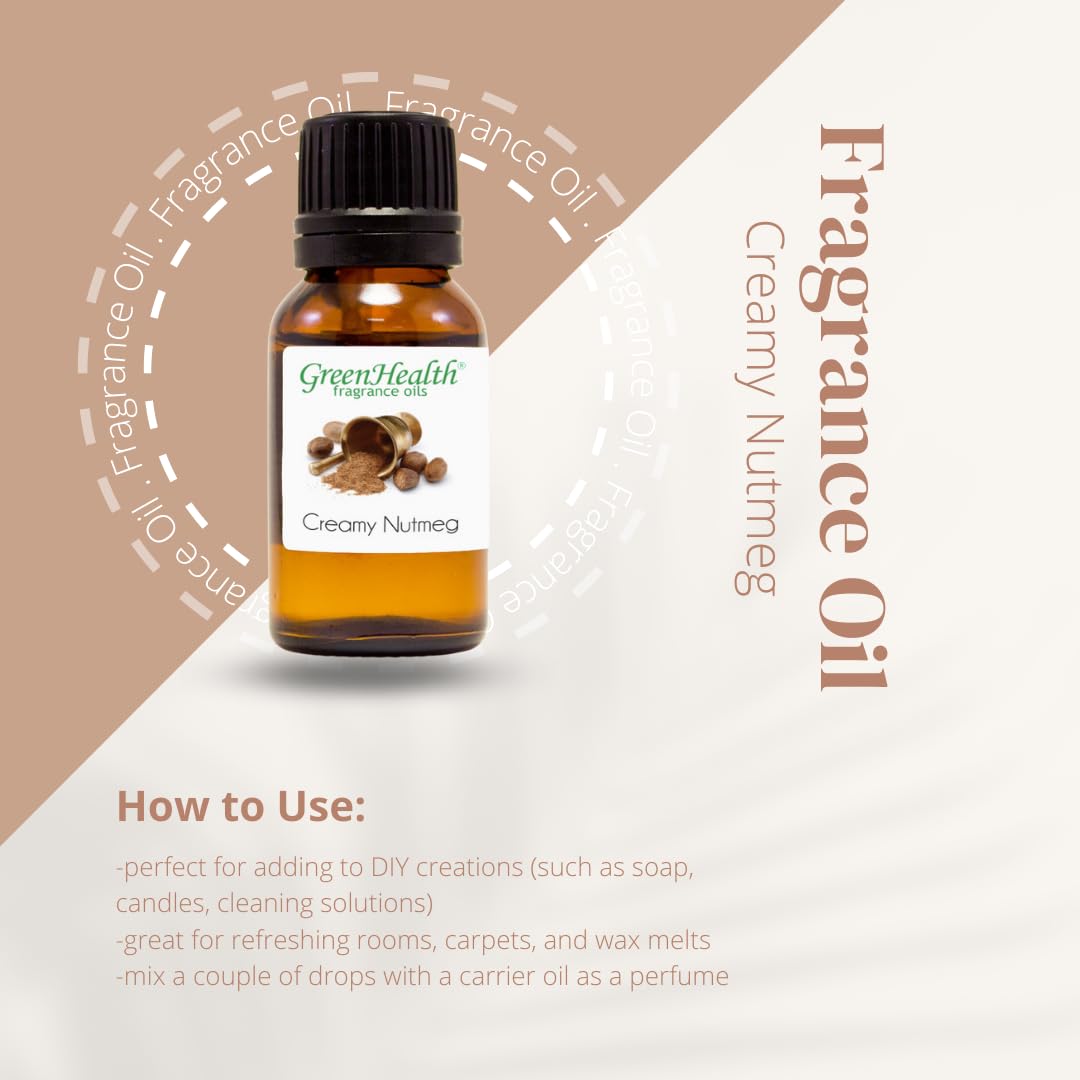 1 fl oz Creamy Nutmeg Fragrance Oil (Glass Bottle w/Euro Dropper) - GreenHealth