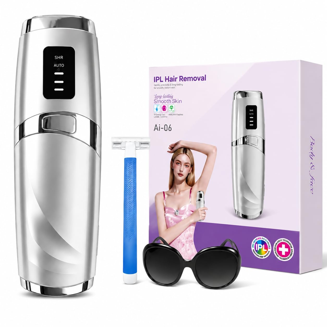 Epilatore Luce Pulsata, Controllo Intelligente Della Temperatura, Epilatore Elettrico Donna, Design Ergonomico, Depilatore Corpo Donna, Doppie Modalità Regolabili, Depilatore Laser
