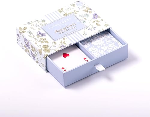 Miniatura 3 de Laura Ashley Heirloom Cottage - Juego de 2 barajas de cartas estándar en una elegante caja de almacenamiento, tarjetas de póquer floral y puente de
