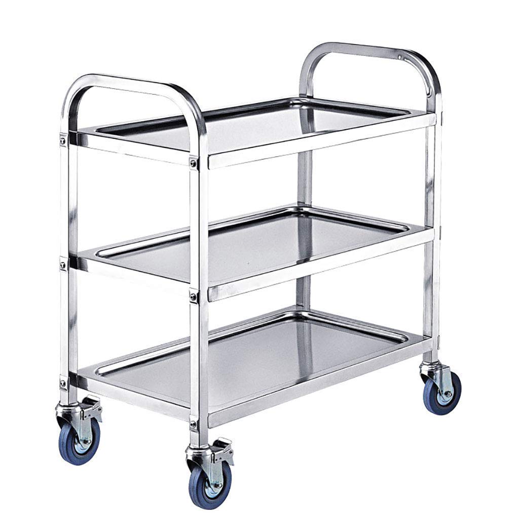 Carrello da portata a 3 livelli in acciaio inox, versatile carrello da cucina e sala da pranzo, elegante carrello per ristoranti, hotel e dessert